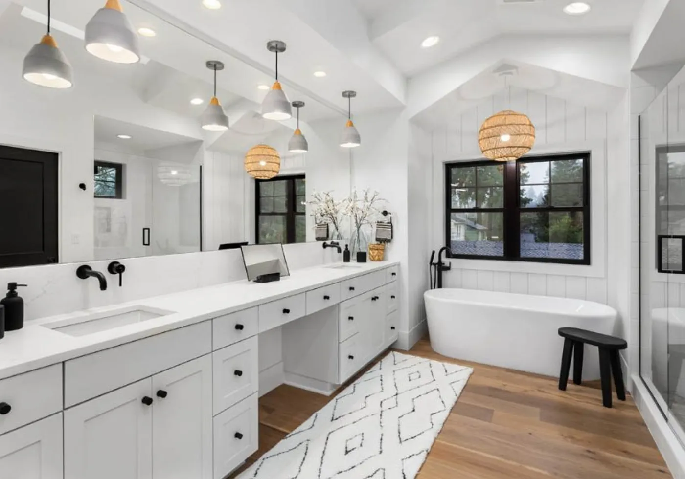 Custom cabinetry design with full-overlay doors and furniture details