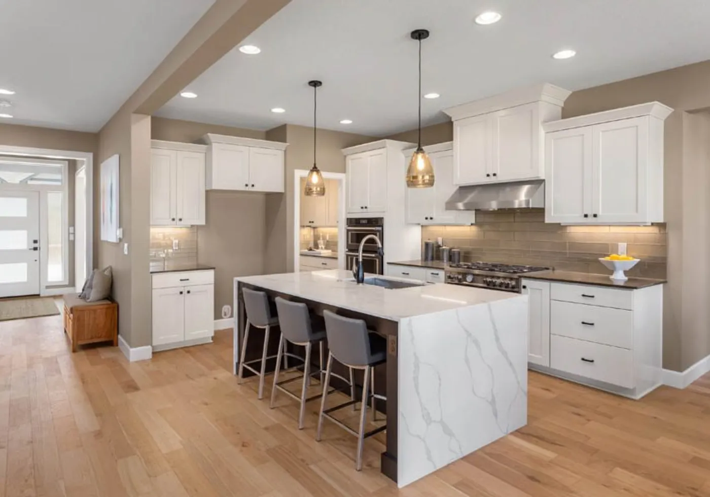 Luxury vinyl plank flooring in a kitchen