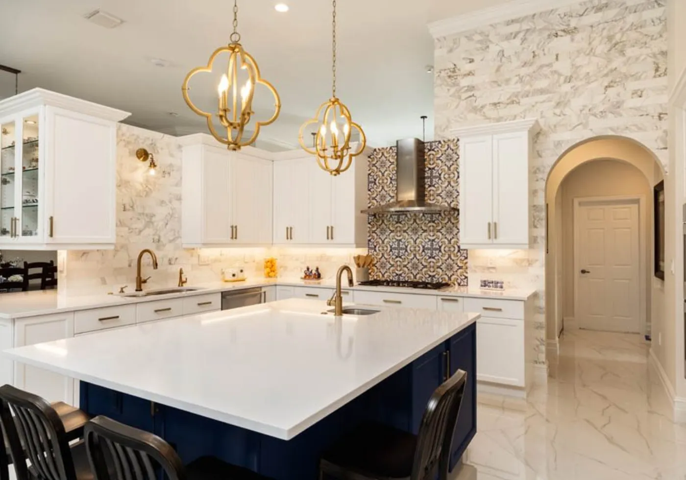 Newly installed full-overlay kitchen cabinets